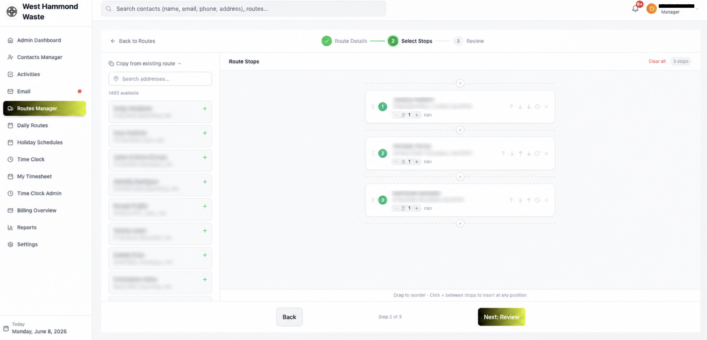 TackRoute route planner — drag-and-drop stop builder